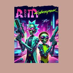 Свитшот хлопковый мужской Rick and Morty - cyberpunk, цвет: пыльно-розовый — фото 2