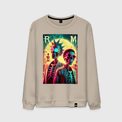 Свитшот хлопковый мужской Rick and Morty cool skeletons, цвет: миндальный
