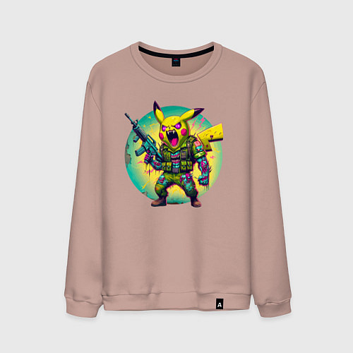 Мужской свитшот Cool Pikachu - special forces / Пыльно-розовый – фото 1
