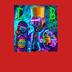 Свитшот хлопковый мужской Скейтбордист Барт Симпсон в кибермаске - неоновое, цвет: красный — фото 2