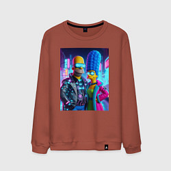 Мужской свитшот Гомер и Мардж Симпсоны - киберпанк