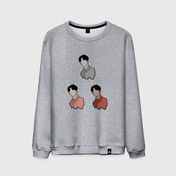 Свитшот хлопковый мужской Три портрета, одна личность, цвет: меланж
