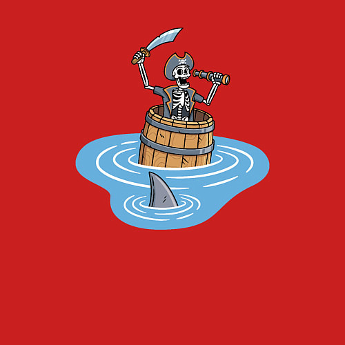 Мужской свитшот Пират в бочке / Красный – фото 3