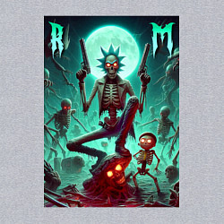 Свитшот хлопковый мужской Скелет Рика с двумя пистолетами и Морти, цвет: меланж — фото 2