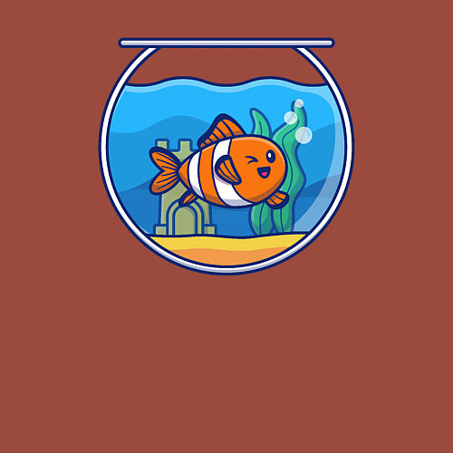 Мужской свитшот Рыбка в аквариуме / Кирпичный – фото 3