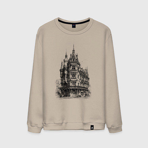 Мужской свитшот Старинный дом / Миндальный – фото 1