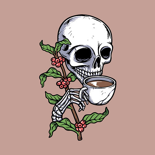 Мужской свитшот Кофейный череп / Пыльно-розовый – фото 3