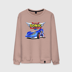 Свитшот хлопковый мужской Cool hedgehog - Sonic racing team, цвет: пыльно-розовый