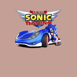 Свитшот хлопковый мужской Cool hedgehog - Sonic racing team, цвет: пыльно-розовый — фото 2