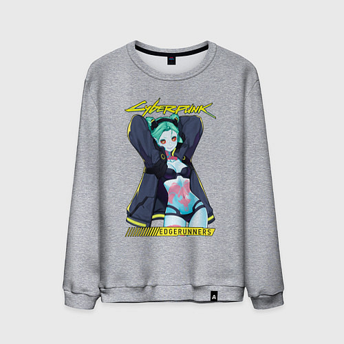 Мужской свитшот Сyberpunk rebecca / Меланж – фото 1