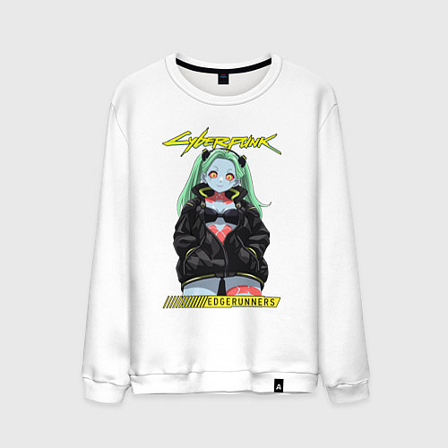 Мужской свитшот Cyberpunk edge runners - rebecca / Белый – фото 1