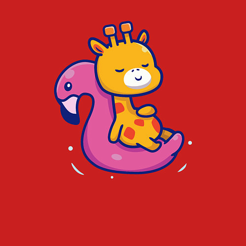 Мужской свитшот Жираф в бассейне / Красный – фото 3