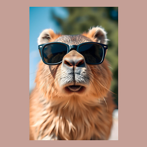 Мужской свитшот Модная капибара в очках / Пыльно-розовый – фото 3