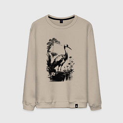 Мужской свитшот Цапля на болоте