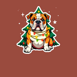 Свитшот хлопковый мужской Новогодний бульдог запутался в гирлянде, цвет: кирпичный — фото 2