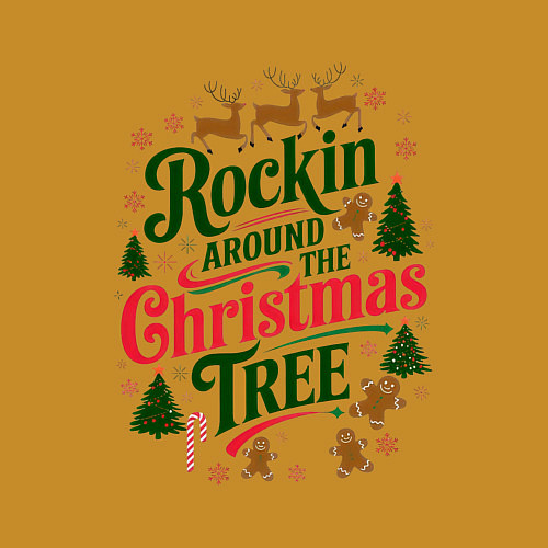 Мужской свитшот Новогодняя атмосфера rockin around the christmas t / Горчичный – фото 3