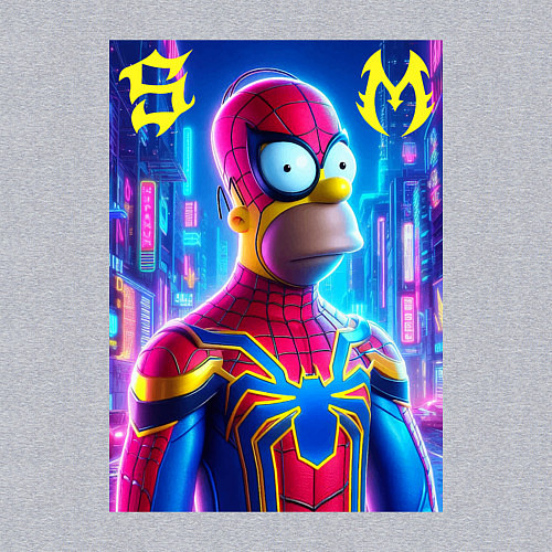 Мужской свитшот Homer Simpson and Spider man - collaboration / Меланж – фото 3