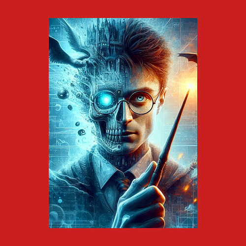 Мужской свитшот Harry Potter - wizard with magic stick / Красный – фото 3