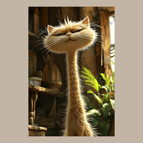 Мужской свитшот Кот с длинной шеей / Миндальный – фото 3