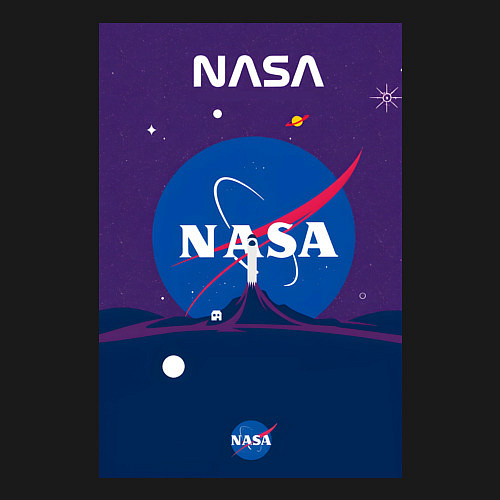 Мужской свитшот NASA фиолетовый плакат / Черный – фото 3