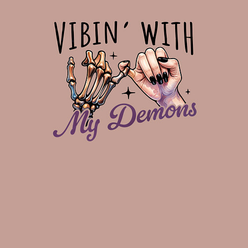 Мужской свитшот Vibing with demons / Пыльно-розовый – фото 3