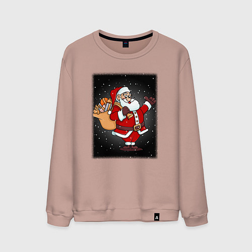 Мужской свитшот Санта Клаус с мешком / Пыльно-розовый – фото 1
