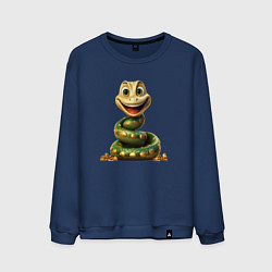 Мужской свитшот Зеленая змейка с улыбкой