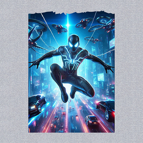 Мужской свитшот Spider man - cyberpunk fantasy / Меланж – фото 3