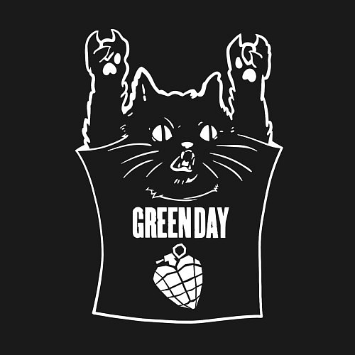 Мужской свитшот Green Day - cat rock / Черный – фото 3