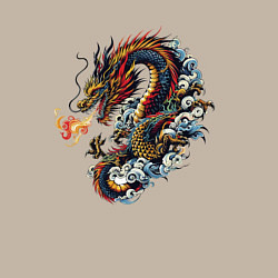 Свитшот хлопковый мужской Japanese dragon - engraving, цвет: миндальный — фото 2