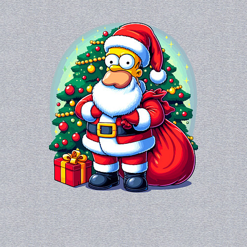 Мужской свитшот Santa Simpson - ai art / Меланж – фото 3