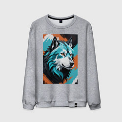 Мужской свитшот Серо-голубой волк