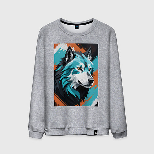 Мужской свитшот Серо-голубой волк / Меланж – фото 1