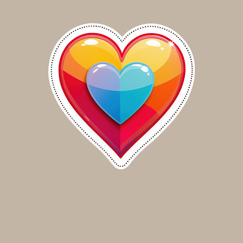 Мужской свитшот Разноцветное сердечко с обводкой / Миндальный – фото 3