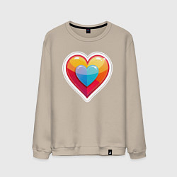 Мужской свитшот Разноцветное сердечко с обводкой