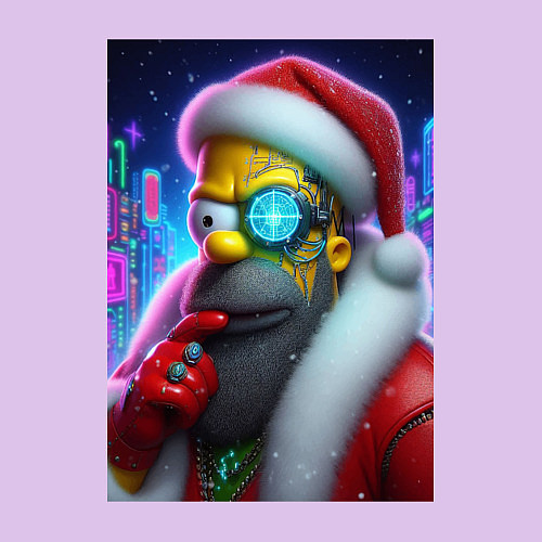 Мужской свитшот Simpson Claus - cyberpunk / Лаванда – фото 3