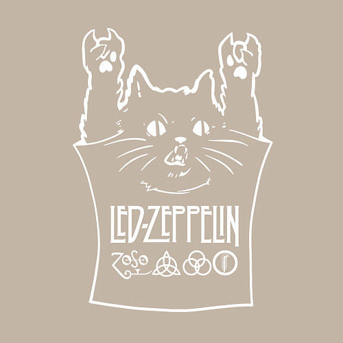 Мужской свитшот Led Zeppelin - cat rock / Миндальный – фото 3