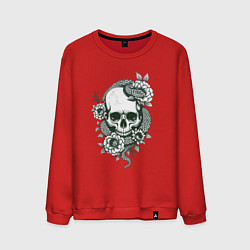 Свитшот хлопковый мужской Змея на черепе, цвет: красный