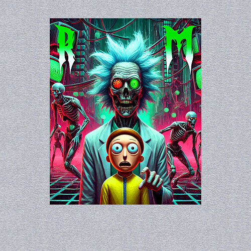 Мужской свитшот Rick and Morty - horror fantasy / Меланж – фото 3