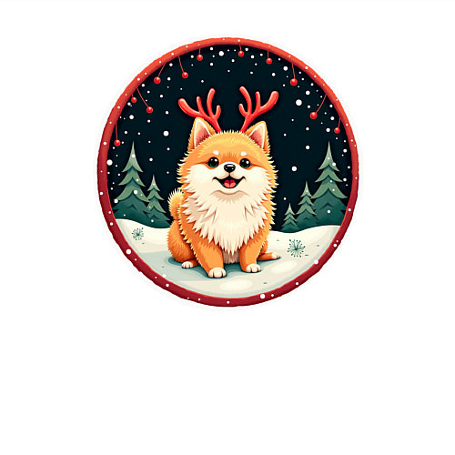 Мужской свитшот Милый померанец с оленьими рожками / Белый – фото 3