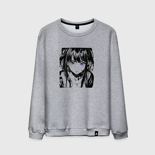 Мужской свитшот Девушка с фиалковыми глазами / Меланж – фото 1