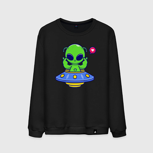Мужской свитшот Love alien / Черный – фото 1