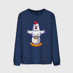 Свитшот хлопковый мужской Куриная йога, цвет: тёмно-синий