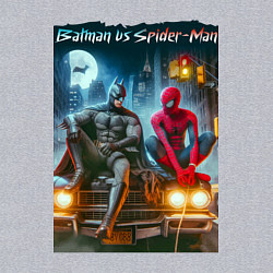 Свитшот хлопковый мужской Разговор Бэтмена и человека паука на капоте автомо, цвет: меланж — фото 2