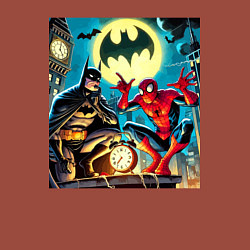 Свитшот хлопковый мужской Batman with Spider-man - ai art fantasy, цвет: кирпичный — фото 2