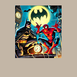 Свитшот хлопковый мужской Batman with Spider-man - ai art fantasy, цвет: миндальный — фото 2