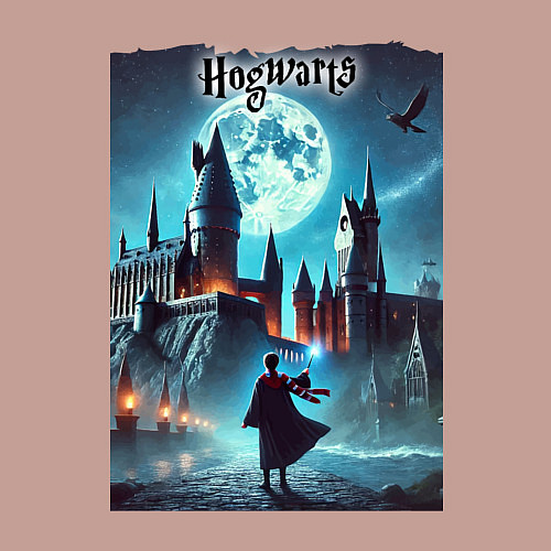 Мужской свитшот Nightly Hogwarts - neon glow / Пыльно-розовый – фото 3