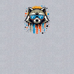 Свитшот хлопковый мужской Мультяшная голова енота с брызгами, цвет: меланж — фото 2
