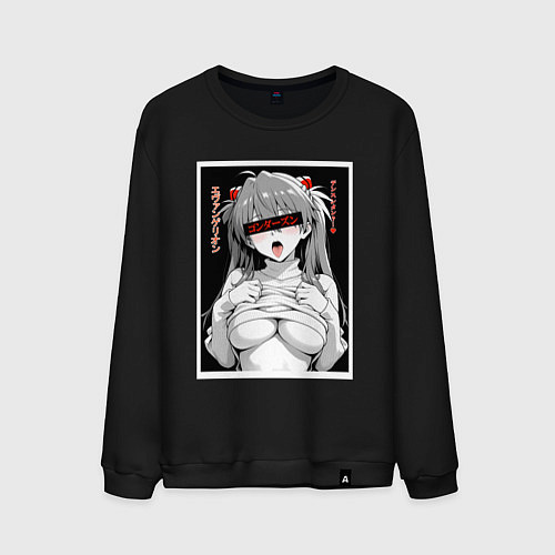 Мужской свитшот Sexy Asuka Langley - Evangelion / Черный – фото 1