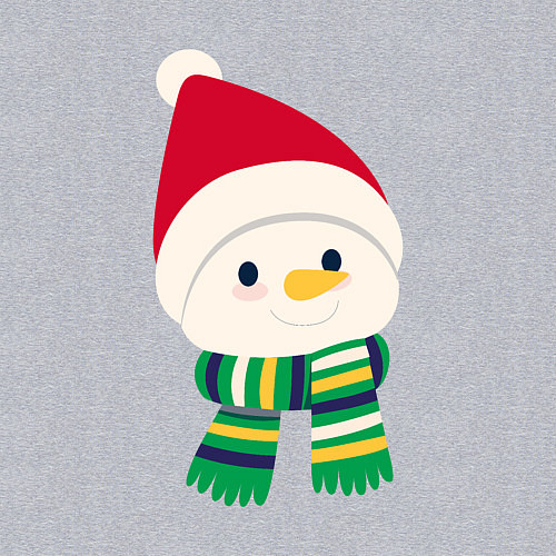 Мужской свитшот Праздничный снеговик в красной шапочке / Меланж – фото 3
